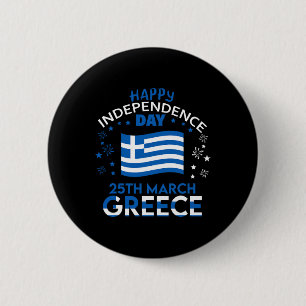 Badge Rond 5 Cm Grèce 203e Jour de l'Indépendance Fierté grecque G