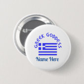 Badge Rond 5 Cm Greek Goddess and Flag of Greece Personalized  (Devant & derrière)