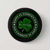 Badge Rond 5 Cm green/black shamrock St Patrick's Day Irish Pride (Devant)