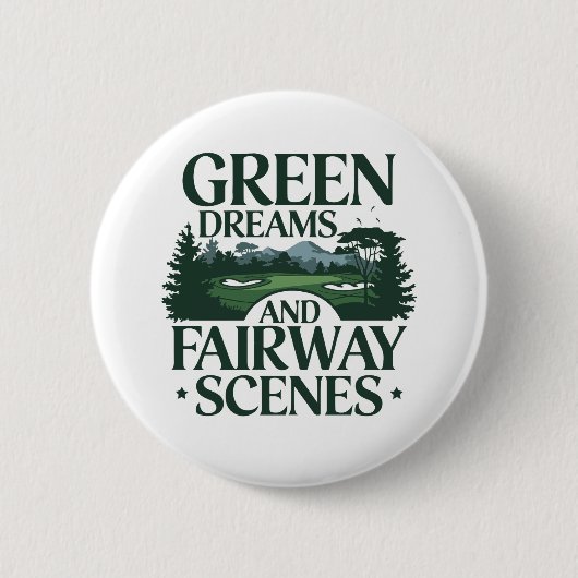 Badge Rond 5 Cm Green Dreams, Golf tendance (Devant)