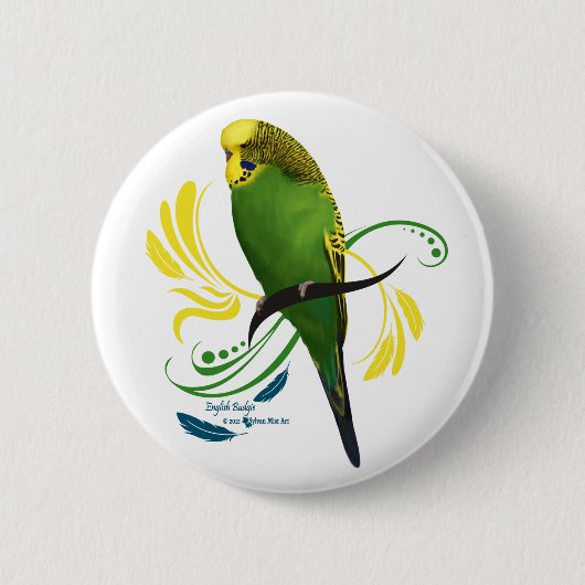 Badge Rond 5 Cm Green English Budgie (Devant)