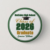 Badge Rond 5 Cm Green Gold Class of 2026 Graduation Keepsake (Devant)