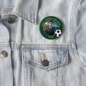 Badge Rond 5 Cm Green Gold Soccer Player Photo High School (En situation)