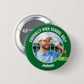 Badge Rond 5 Cm Green Golfer Photo High School Golf Team (Devant & derrière)