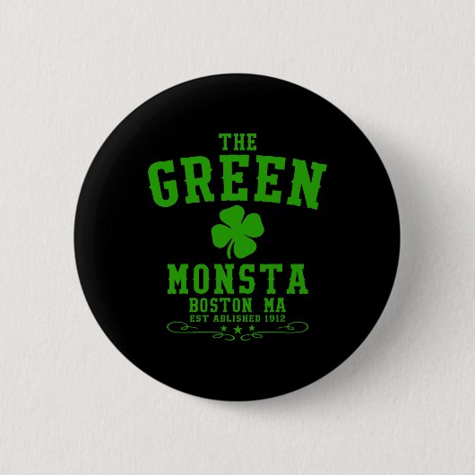 Badge Rond 5 Cm Green Monsta Clic Jour de la Saint Patrick Boston  (Devant)