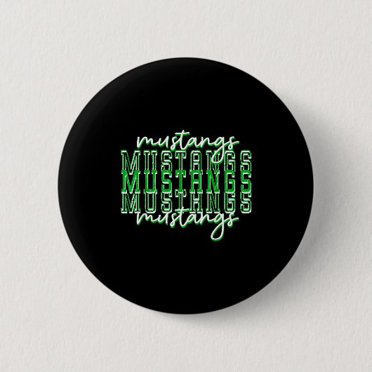 Badge Rond 5 Cm Green Mustang Pride School Srit Game Day Mustangs (Devant)