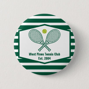 Badge Rond 5 Cm Green Stried Tennis Club de Country Personnalisé