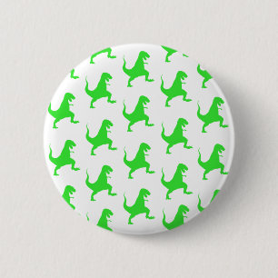 Badge Rond 5 Cm Green t-rex pattern