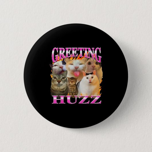 Badge Rond 5 Cm Greetings Huzz Funny Cat Meme Bootleg Graphic Men (Devant)