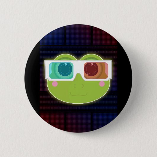 Badge Rond 5 Cm Grenouille 3D (Devant)