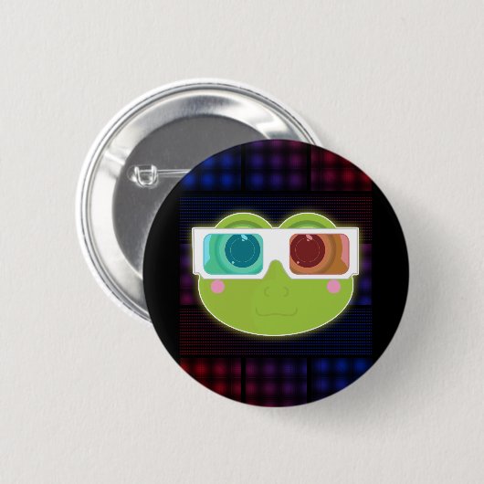 Badge Rond 5 Cm Grenouille 3D (Devant & derrière)