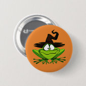 Badge Rond 5 Cm Grenouille à sorcière d'Halloween (Devant & derrière)