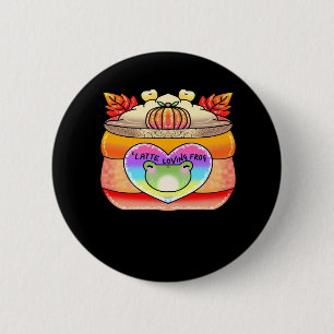 Badge Rond 5 Cm Grenouille aimante citrouille latte épice