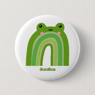 Badge Rond 5 Cm Grenouille Arc-en-Ciel Drôle et Mignonne