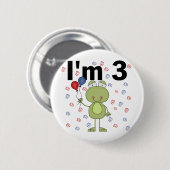 Badge Rond 5 Cm Grenouille avec ballons 3e anniversaire (Devant & derrière)