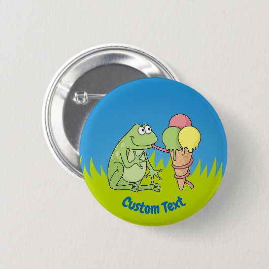 Badge Rond 5 Cm Grenouille avec bouton Icecream (Devant & derrière)