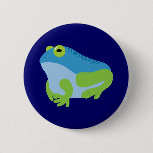 Badge Rond 5 Cm Grenouille bleue