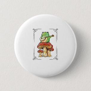 Badge Rond 5 Cm Grenouille Champignon Goblincore Conception Artist