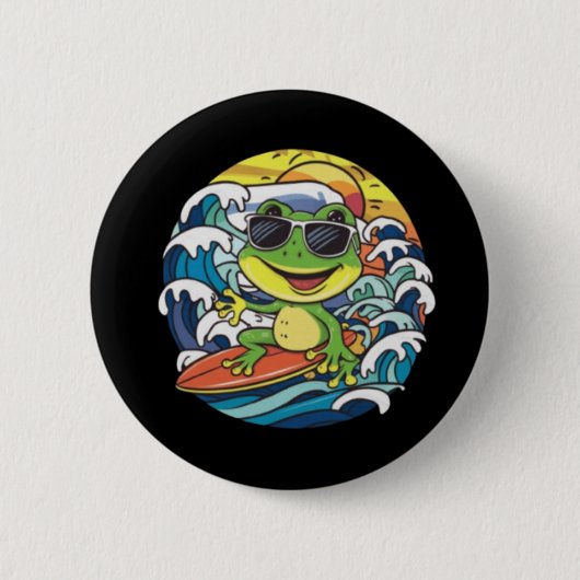 Badge Rond 5 Cm Grenouille cool (Devant)