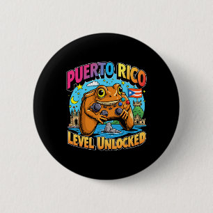 Badge Rond 5 Cm Grenouille Coqui de Gamer Niveau Puerto Rico Déblo