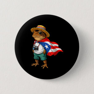Badge Rond 5 Cm Grenouille Coqui Drapeau de Porto Rico Taino Porto