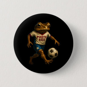 Badge Rond 5 Cm Grenouille Coqui Porto Rico Joueur de Football Pat