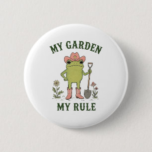Badge Rond 5 Cm Grenouille Cowboy Jardinage Mon Jardin Ma Règle
