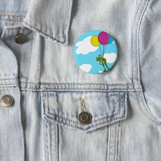 Badge Rond 5 Cm Grenouille dans le ciel (En situation)