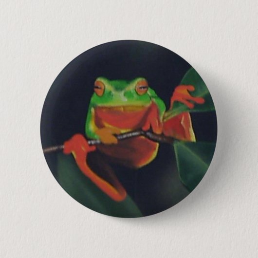Badge Rond 5 Cm Grenouille d'arbre (Devant)