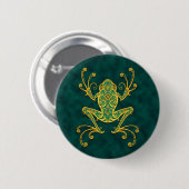 Badge Rond 5 Cm Grenouille d'arbre bleue d'or complexe (Devant & derrière)