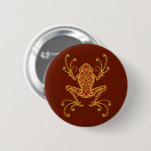 Badge Rond 5 Cm Grenouille d'arbre rouge d'or complexe (Devant & derrière)