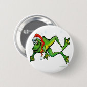 Badge Rond 5 Cm Grenouille de Noël (Devant & derrière)