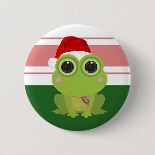 Badge Rond 5 Cm Grenouille de Noël
