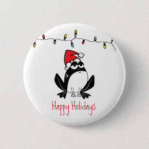 Badge Rond 5 Cm Grenouille de Noël fantaisiste