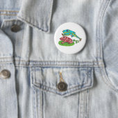 Badge Rond 5 Cm Grenouille de saut (En situation)