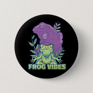 Badge Rond 5 Cm Grenouille de yoga en méditation 