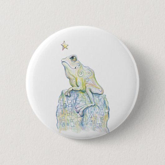 Badge Rond 5 Cm Grenouille d'observation des étoiles (Devant)
