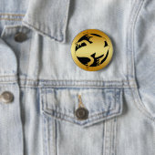 BADGE ROND 5 CM GRENOUILLE D'OR (En situation)