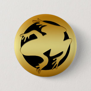 BADGE ROND 5 CM GRENOUILLE D'OR
