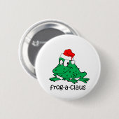 Badge Rond 5 Cm Grenouille drôle de Noël (Devant & derrière)