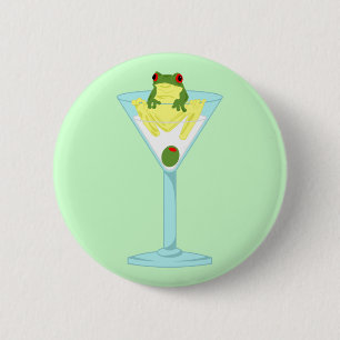 Badge Rond 5 Cm Grenouille et olive en verre de Martini