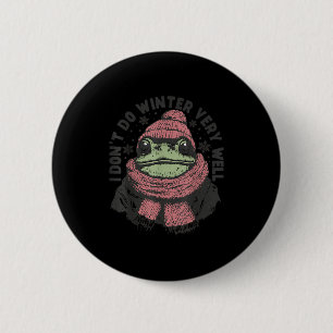 Badge Rond 5 Cm Grenouille je ne fais pas très bien l'hiver vintag