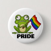 Badge Rond 5 Cm Grenouille LGBT avec drapeau de fierté (Devant)