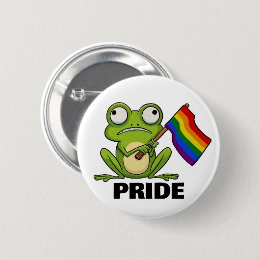 Badge Rond 5 Cm Grenouille LGBT avec drapeau de fierté (Devant & derrière)