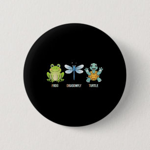 Badge Rond 5 Cm Grenouille libellule Tortue drôle Coupe animal