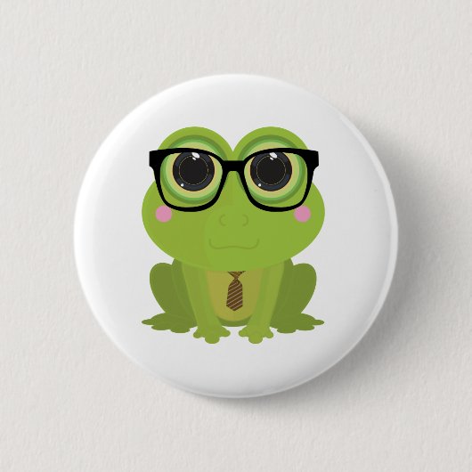 Badge Rond 5 Cm Grenouille Nerd (Devant)