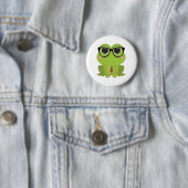 Badge Rond 5 Cm Grenouille Nerd (En situation)