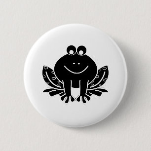 Badge Rond 5 Cm grenouille noire mignonne