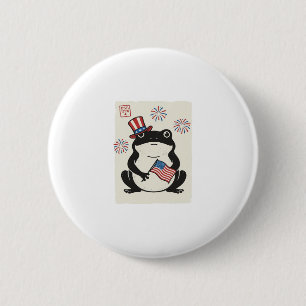 Badge Rond 5 Cm Grenouille patriotique gravure vintage vector art_