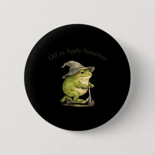 Badge Rond 5 Cm Grenouille pour appliquer la crème solaire drôle m
